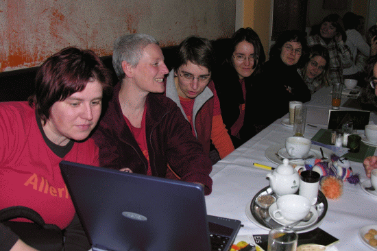 Arbeitstreffen und Kaffeetrinken im Glashaus